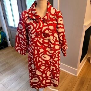 Stylish Red and White Women's Coat